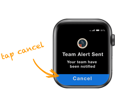 DOUBLE TAP CANCEL TEAM ALERT