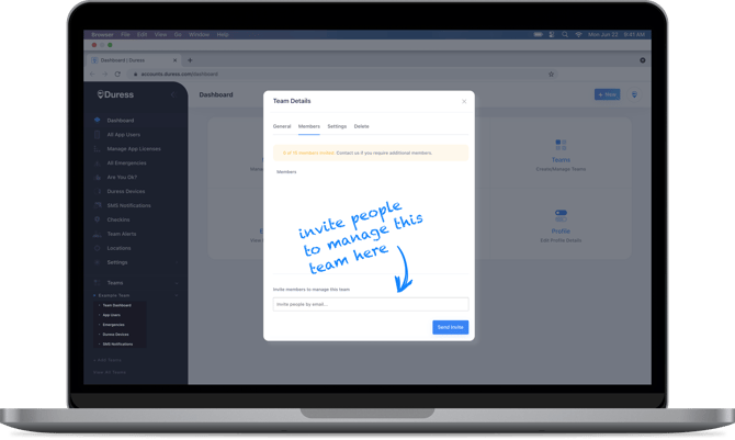 Invite Users Pop Up