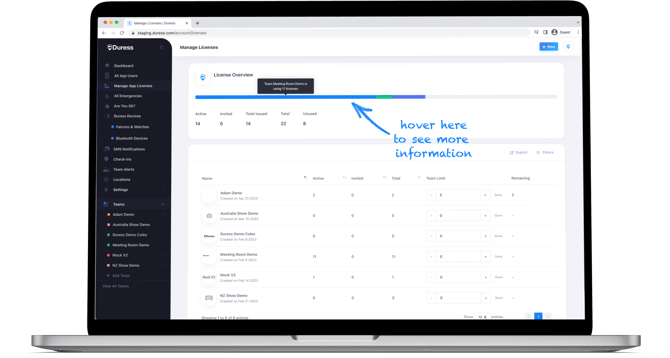Manage Licenses Tooltip