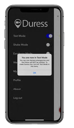 Test Mode Pop Up